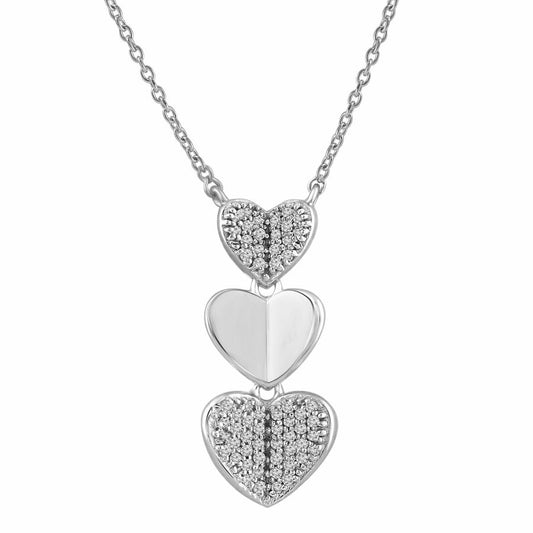LADIES PENDANT WITH CHAIN 0.10CT ROUND DIAMOND STERLING SILVER/WHITE GOLD