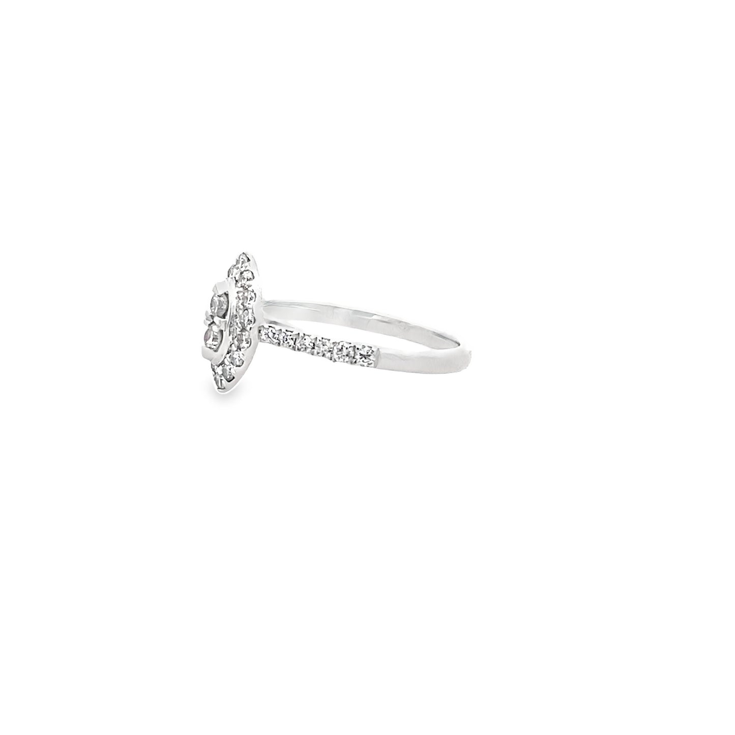 0.50Ctw 14K White Gold Diamond Fashion Ring Size 7 2.0Dwt