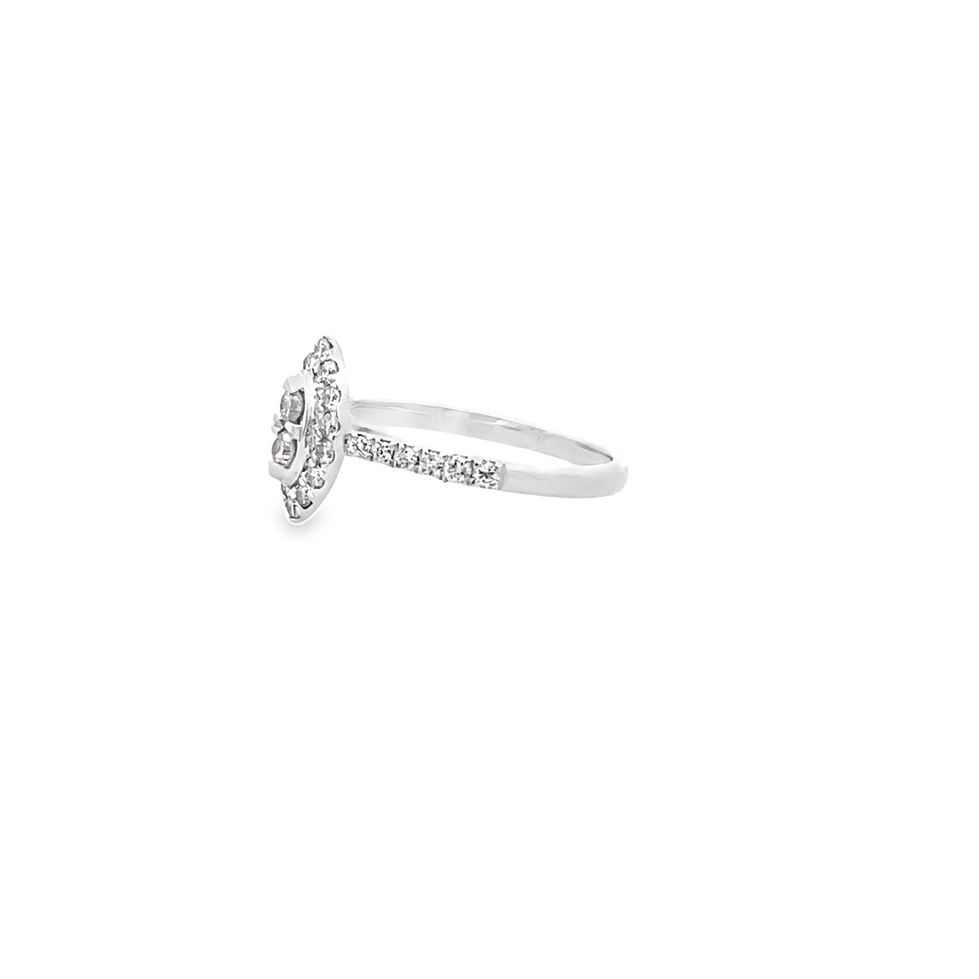 0.50Ctw 14K White Gold Diamond Fashion Ring Size 7 2.0Dwt