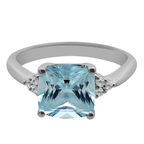 1.34 Aqcu 0.05 Dird 14K White Gold Aquamarine & Dia Ring Size 7 2.4Dwt