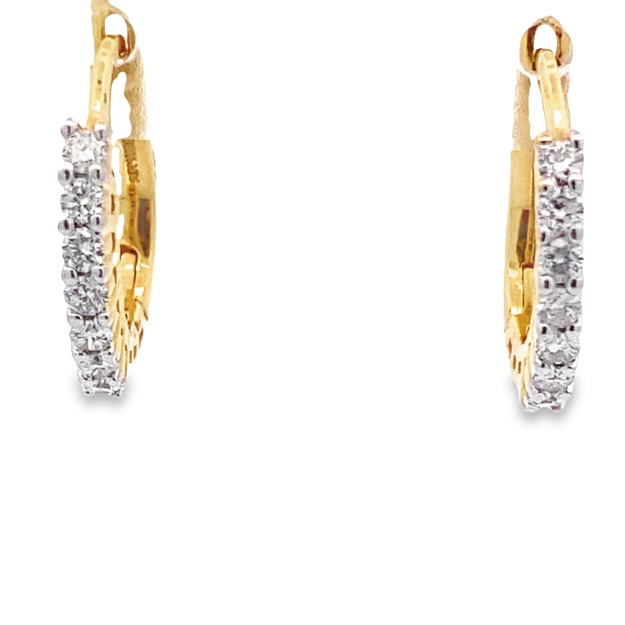 0.25Ctw 14K Yellow Gold Small Diamond Hoop Earrings