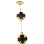 10K Yellow Gold Onyx  Flowers Bracelet 7In 3.6Dwt