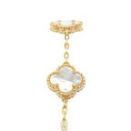 14K Yellow Gold Mother Of Pearl Flower Bracelet 8In