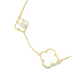 14K Yellow Gold Mother Of Pearl Flower Bracelet 8In 2.9Dwt