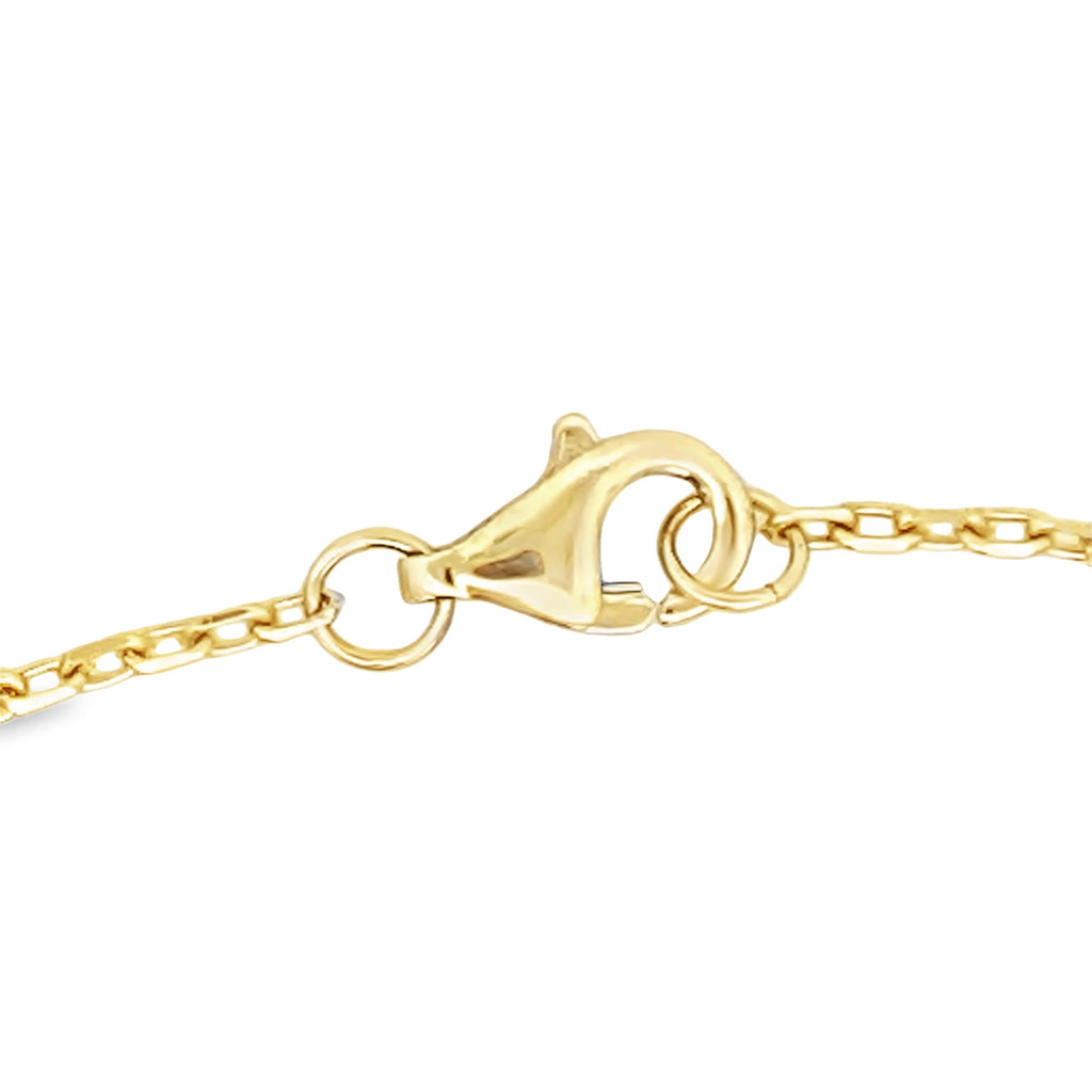 10K Yellow Gold Small Red Stone Flowers Bracelet 8In 1.3Dwt
