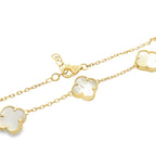 14K Yellow Gold Mother Of Pearl Five Flower Bracelet 7In 2.5Dwt