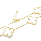 10K Yellow Gold Medium Five White Flowers Bracelet 8In 5.3Dwt