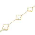 10K Yellow Gold Medium Five White Flowers Bracelet 8In 5.3Dwt