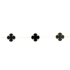 10K Yellow Gold Five Black Flowers Bracelet 7In 2.8Dwt