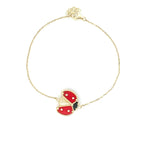 10K Yellow Gold Large Ladybug Cable Link Bracelet 7.5In 1.5Dwt