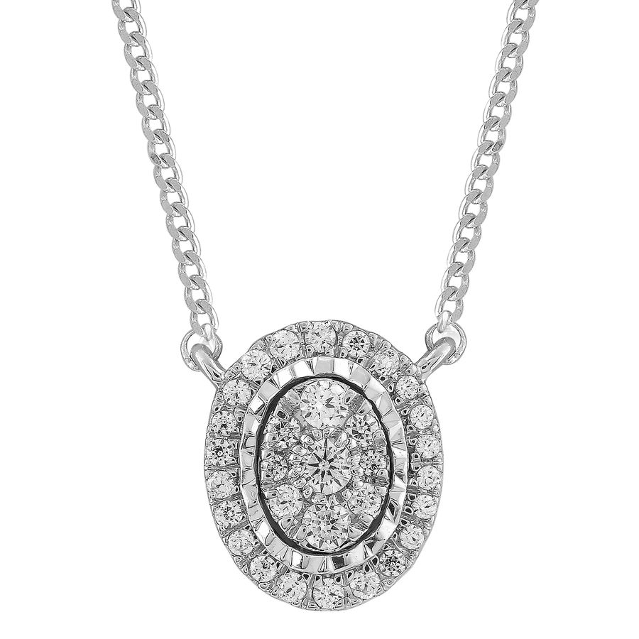 LADIES NECKLACE 0.20CT ROUND DIAMOND 10K WHITE GOLD