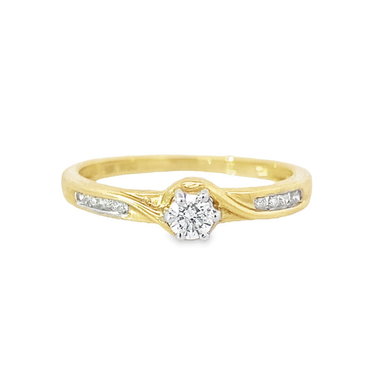0.22Ctw 10K Yellow Gold Diamond Engagement Ring Size 7 1.1Dw
