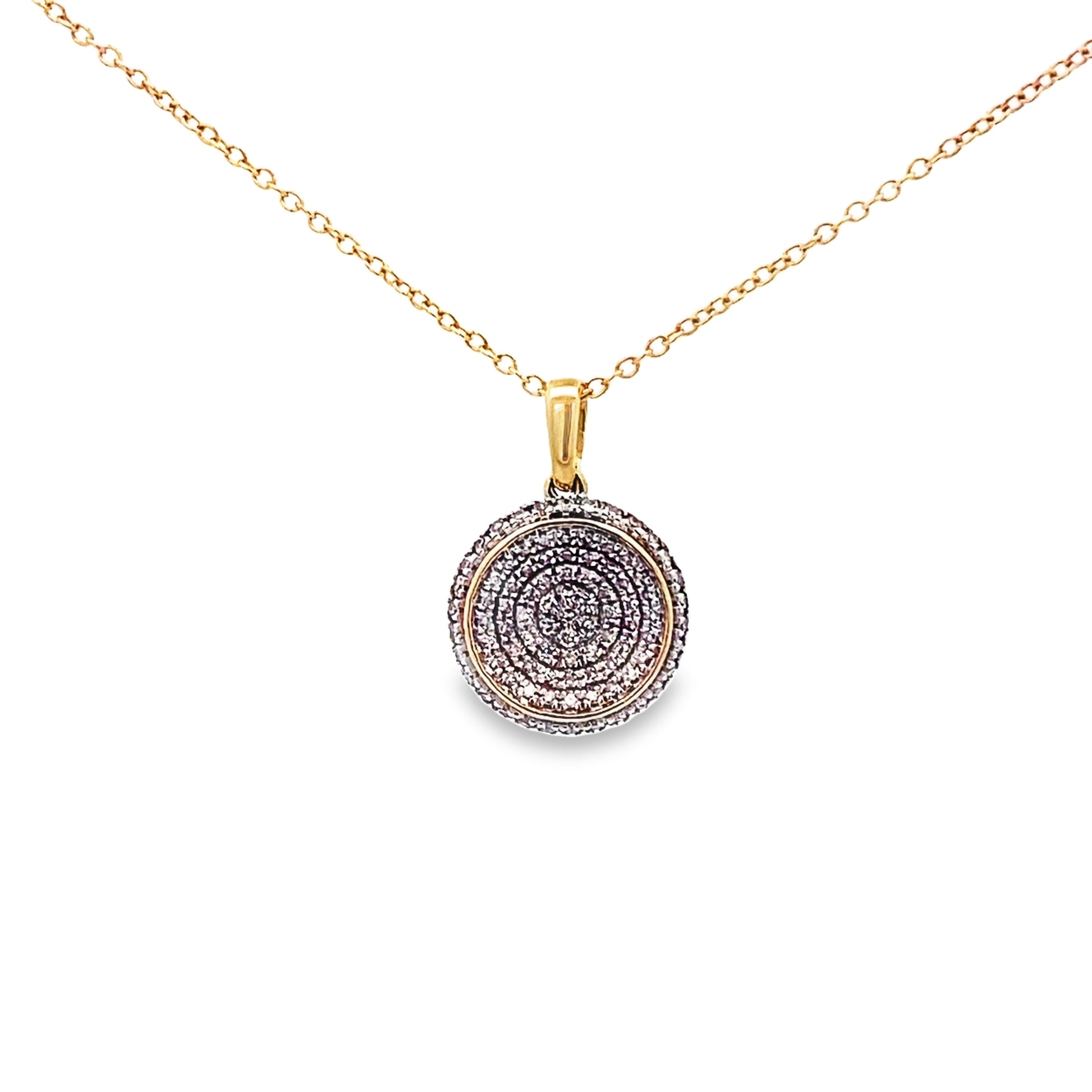 0.25Ctw 10K Yellow Gold Diamond Circle Necklace 18In 1.6Dwt
