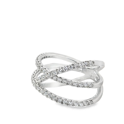 0.78Ctw 14K White Gold Diamond Fashion Ring Size 7 3.0Dwt