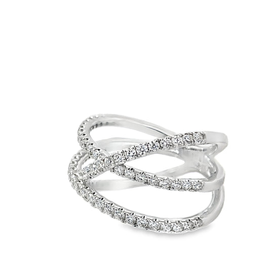 0.78Ctw 14K White Gold Diamond Fashion Ring Size 7 3.0Dwt