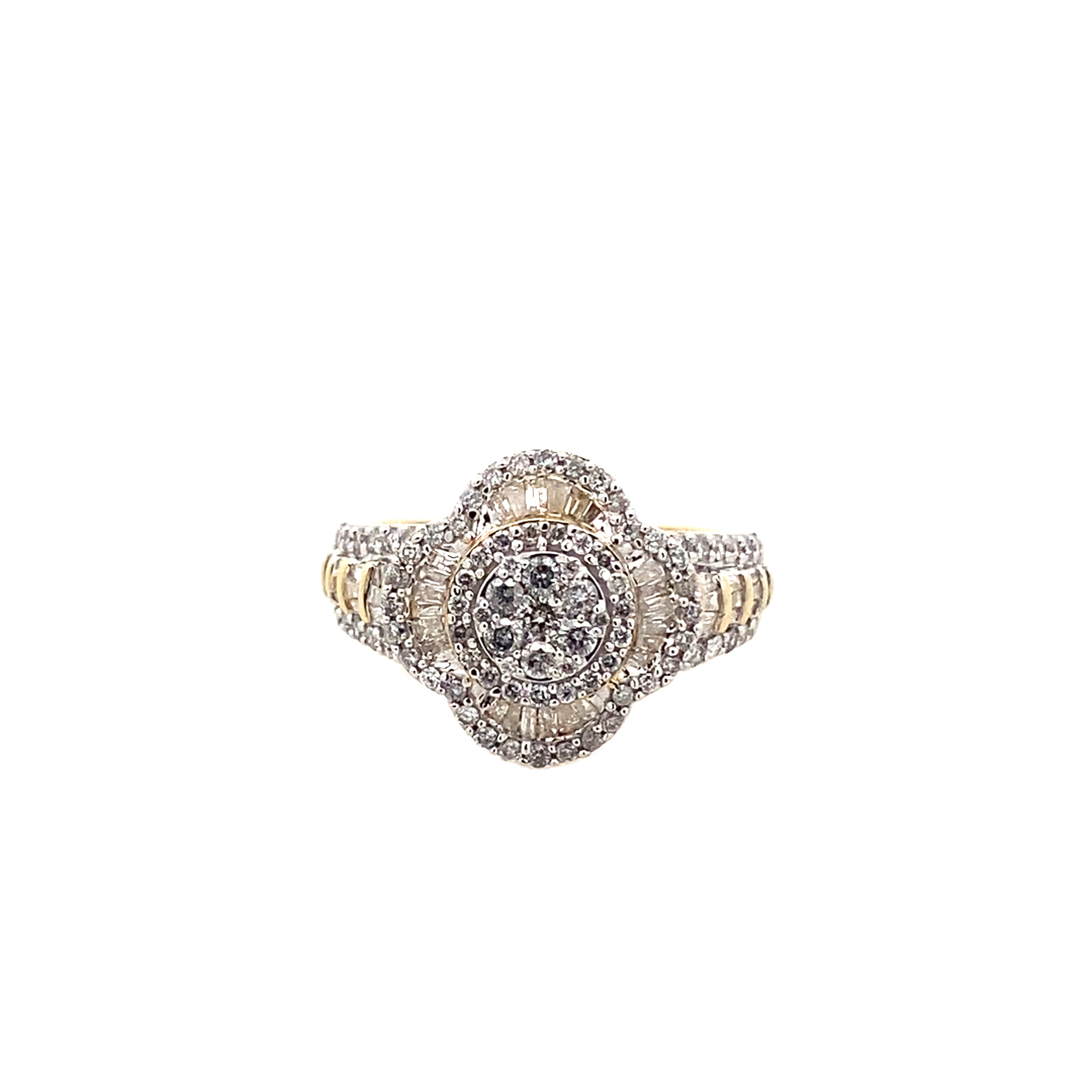 1.00Ctw 10K Yellow Gold Diamond Fashion Ring Size 7 2.9Dwt