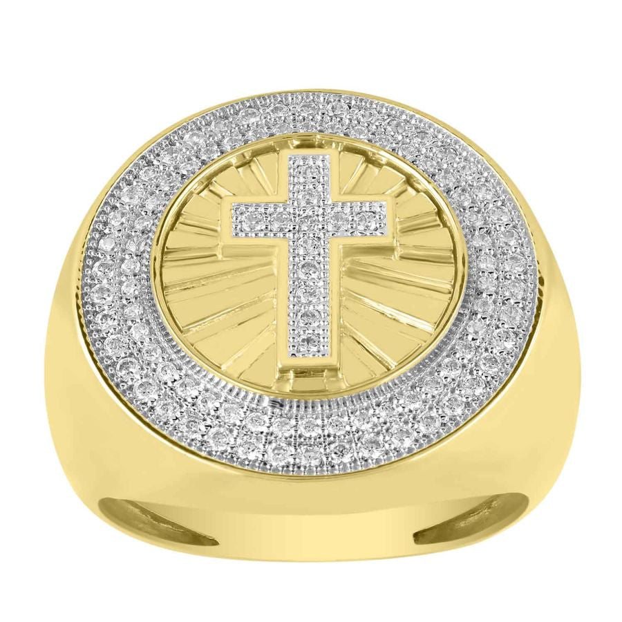 MEN'S RING 0.50CT ROUND DIAMOND 10K YELLOW GOLD