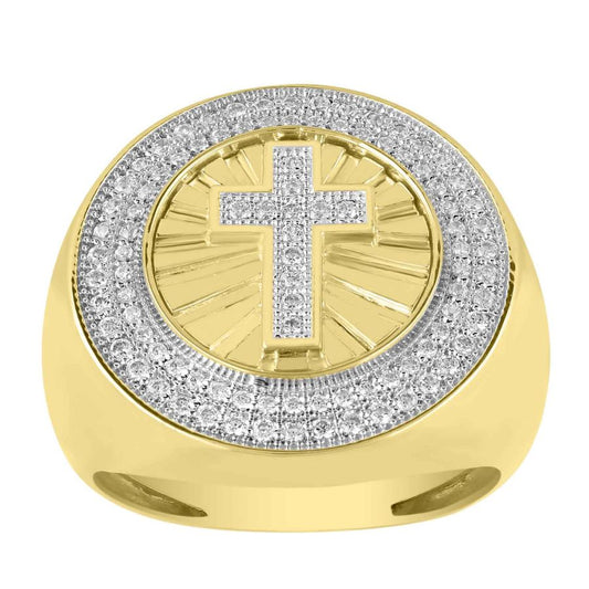 MEN'S RING 0.50CT ROUND DIAMOND 10K YELLOW GOLD