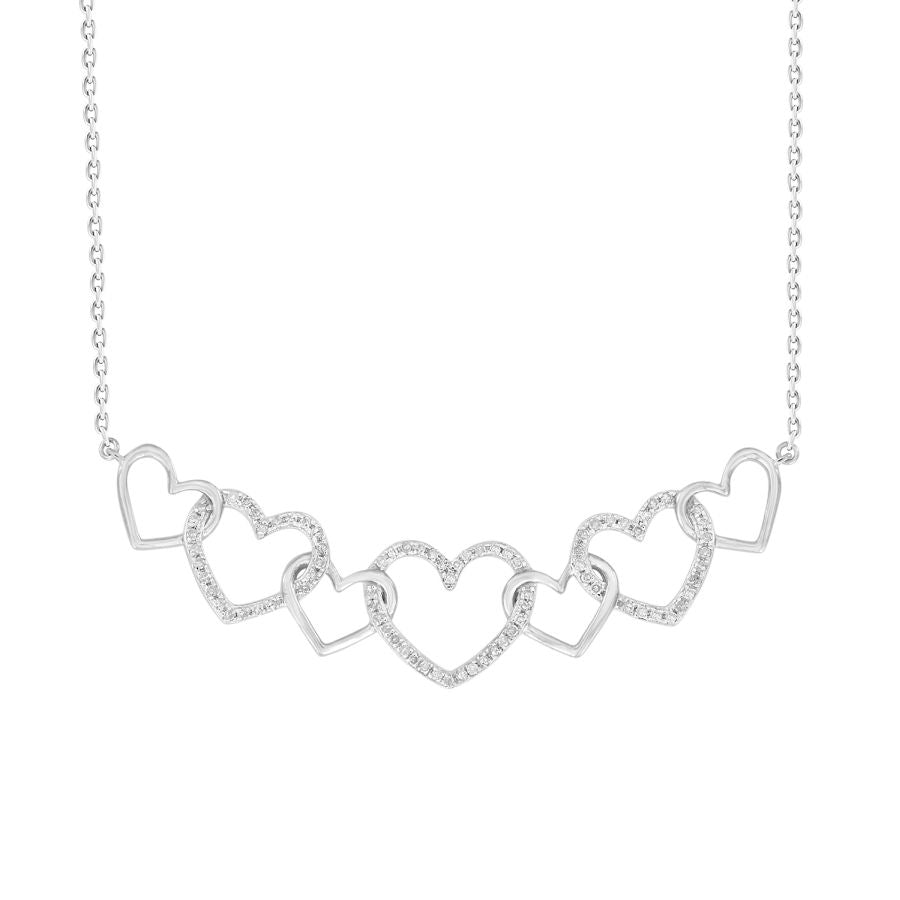 LADIES NECKLACE 0.25CT ROUND DIAMOND 10K WHITE GOLD