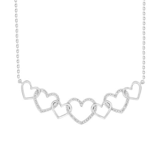 LADIES NECKLACE 0.25CT ROUND DIAMOND 10K WHITE GOLD