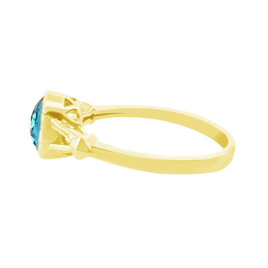 1.57Ct Bt 14K Yellow Gold Swiss Blue Topaz Fashion Ring Size 7 1.5Dwt