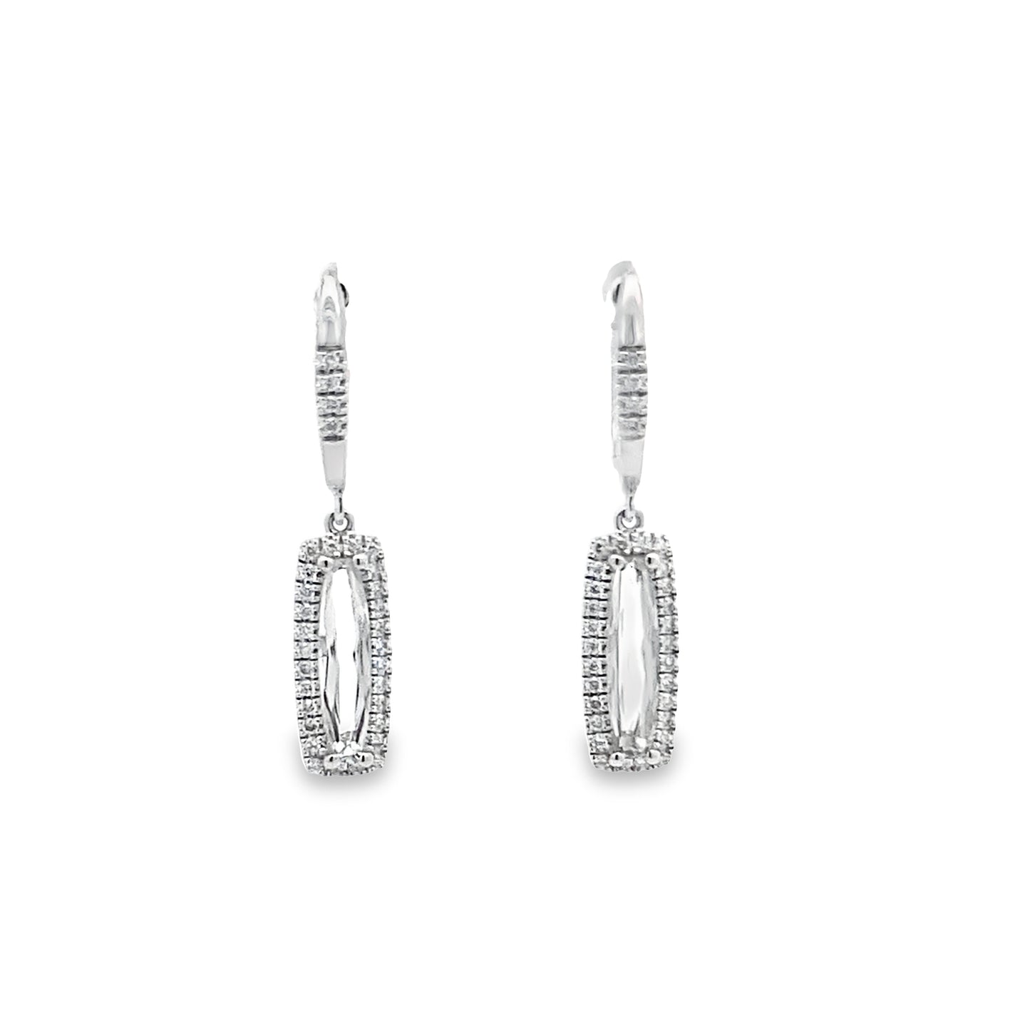 1.39Geamcu/0.25 Ctw Dird 14K White Gold Green Amethyst & Dia Drop Earrings 2.5Dwt