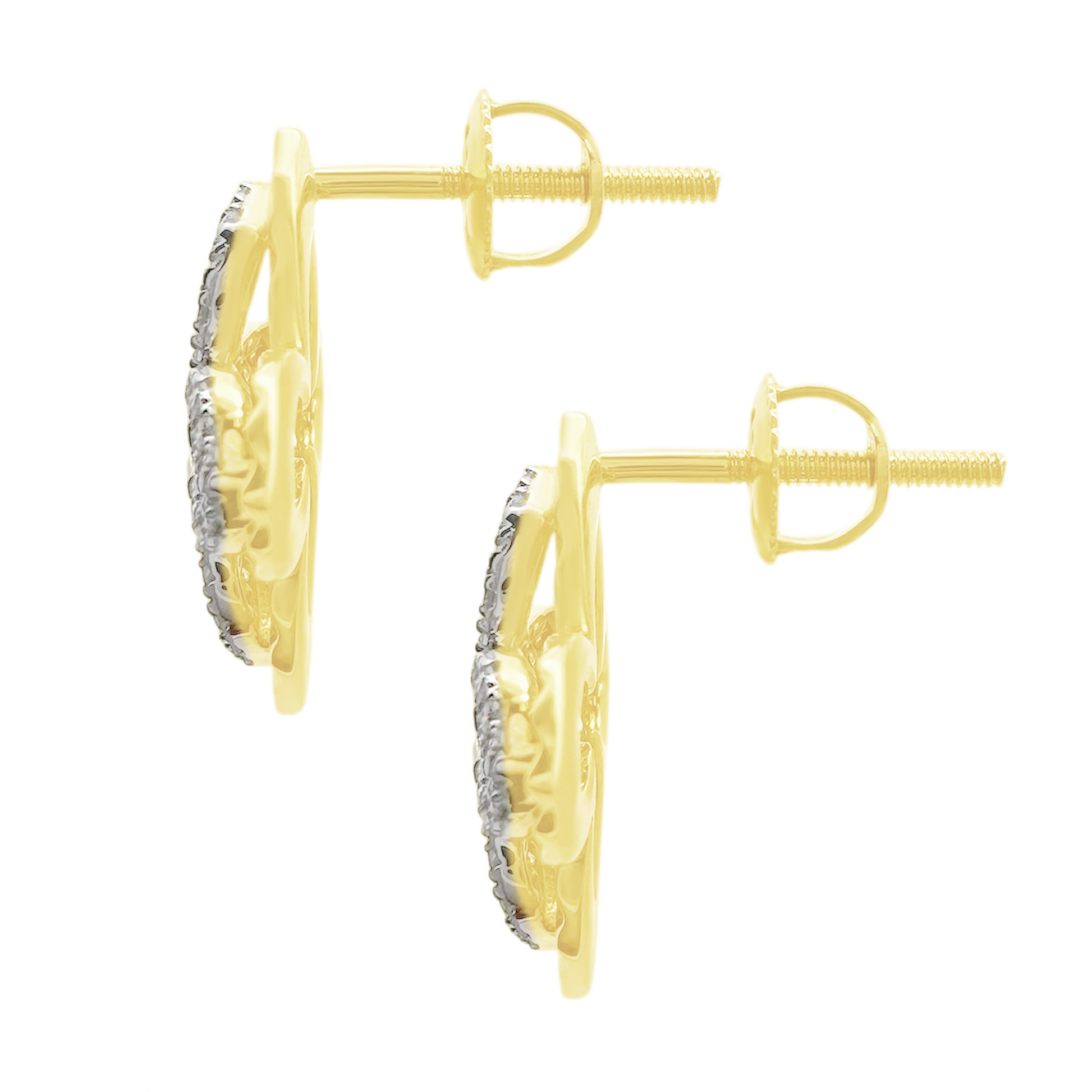 0.20Ctw 14K Yellow Gold Diamond Flower Stud Earrings