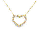 14K Yellow Gold Cz Heart Pendant Necklace 18In