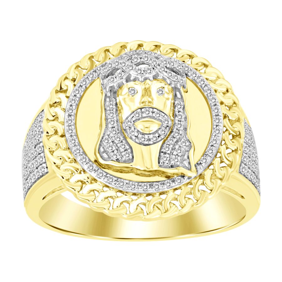 MEN'S RING 0.50CT ROUND DIAMOND 10K YELLOW GOLD