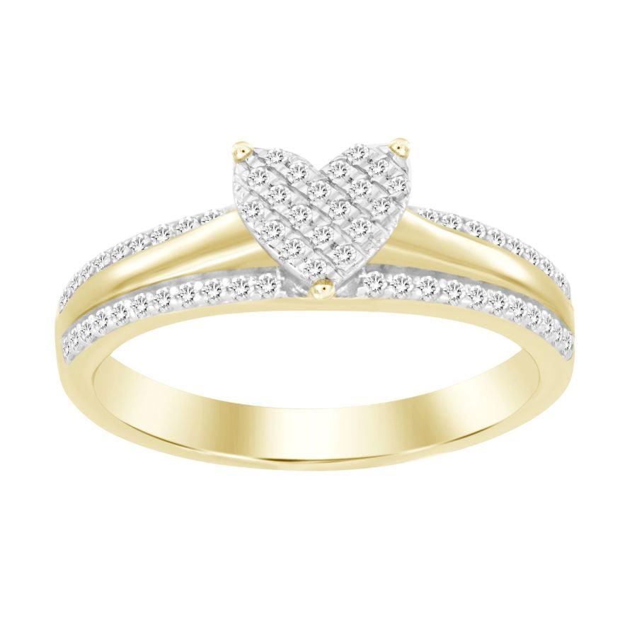 LADIES RING 0.20CT ROUND DIAMOND YELLOW GOLD/STERLING SILVER