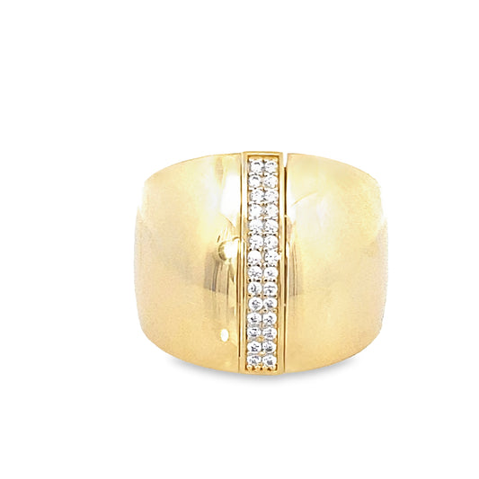 14K Yellow Gold Lds Cz Fashion Ring Size 8.5 3.3Dwt