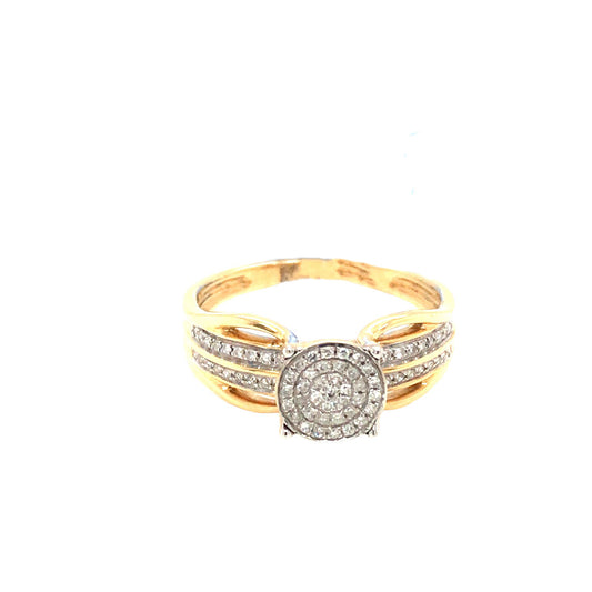 0.18Ctw 18K Yellow Gold Diamond Engagement Ring Size 7