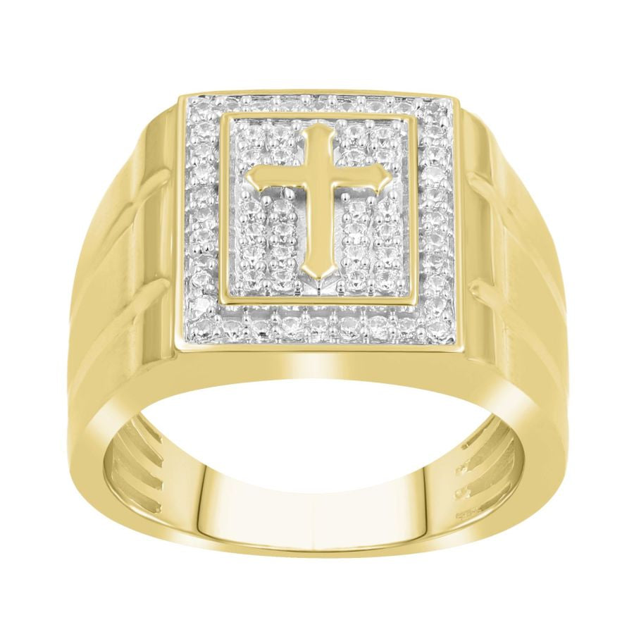 MEN'S RING 0.50CT ROUND DIAMOND 10K YELLOW GOLD