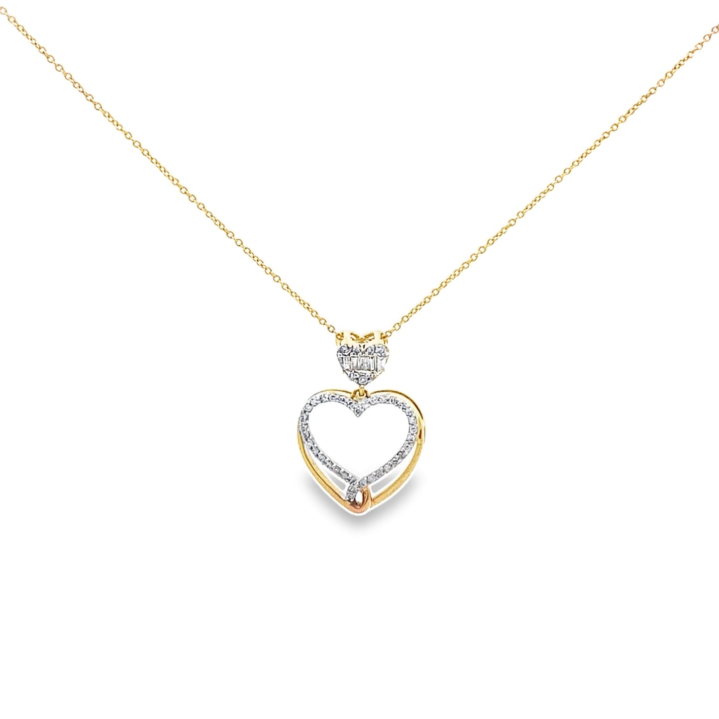 0.20Ctw 14K Yellow Gold Diamond Heart Necklace 19In 1.1Dwt