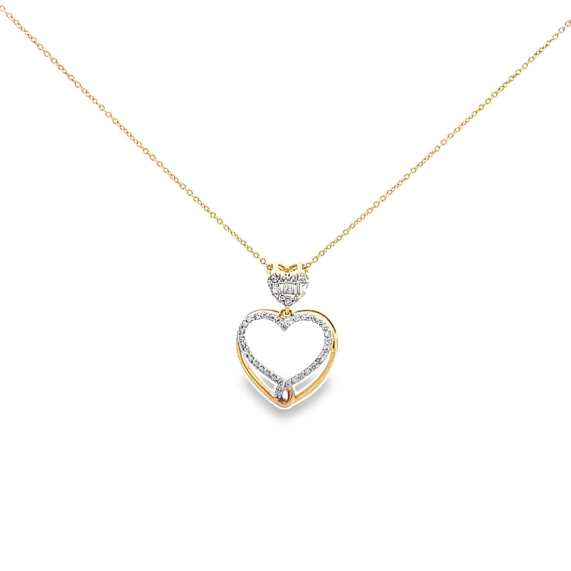 0.20Ctw 14K Yellow Gold Diamond Heart Necklace 19In 1.1Dwt