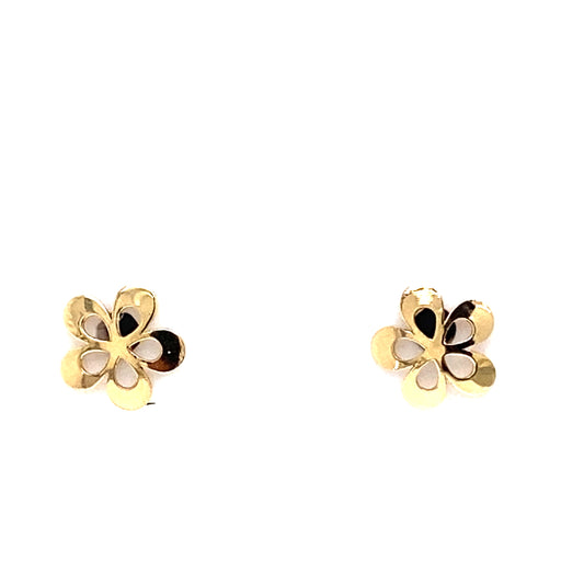 14K Yellow Gold Baby Cutout Flower Stud Earrings