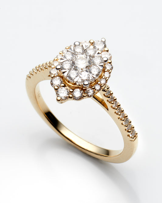 0.75Dwt 14K Yellow Gold Diamond Engagement Ring Sz7 2.9Dwt