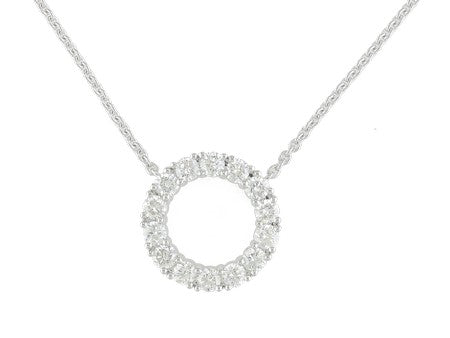 0.82Ctw Diamond 14K White Gold Open Circle Necklace 18in