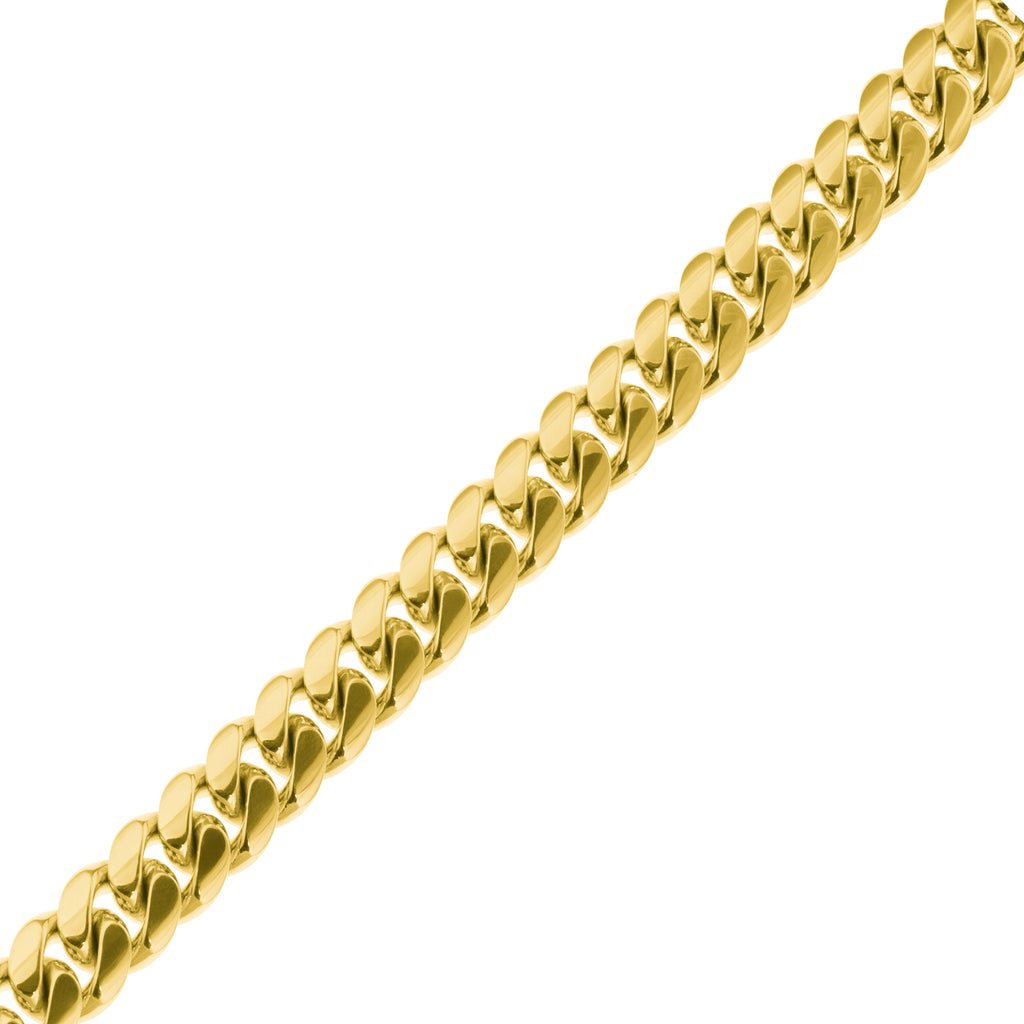 10K Yellow Gold Triple Clasp Cuban Link Bracelet 11Mm 7In 43.0Dwt