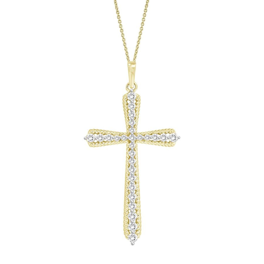 LADIES PENDANT 0.50CT ROUND DIAMOND 10K YELLOW GOLD