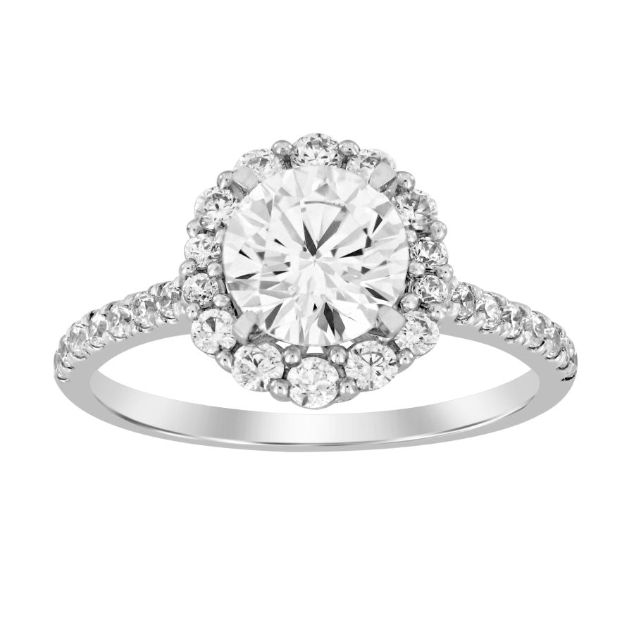 LADIES SEMI MOUNT RING 0.50CT ROUND DIAMOND 14K WHITE GOLD