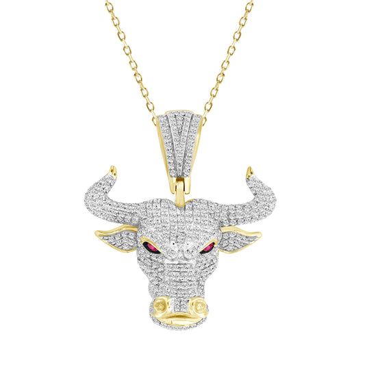 MEN'S PENDANT 0.75CT ROUND DIAMOND 10K YELLOW GOLD