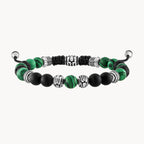 Bulova Classic Bolo Bracelet Stainless Steel With Black Cord W/ Onyx, Malachite & Black Lava Beads (Bvb1072-Nstmalma)