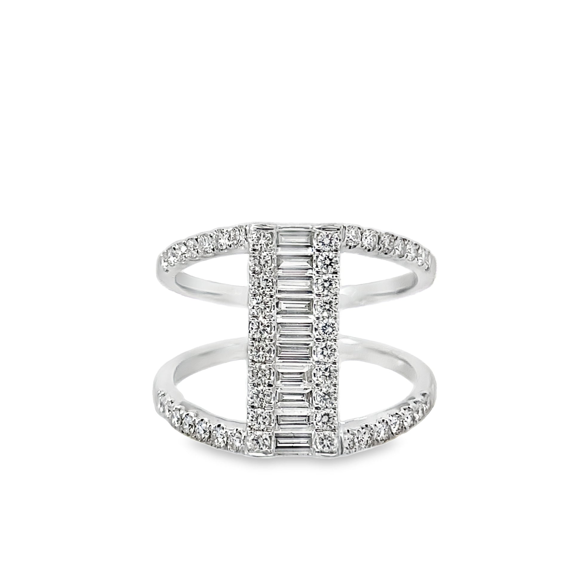 1.06Ctw 14K White Gold Diamond Fashion Ring Size 7 2.4Dwt