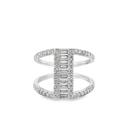 1.06Ctw 14K White Gold Diamond Fashion Ring Size 7 2.4Dwt