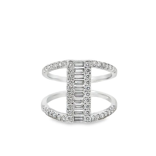 1.06Ctw 14K White Gold Diamond Fashion Ring Size 7 2.4Dwt