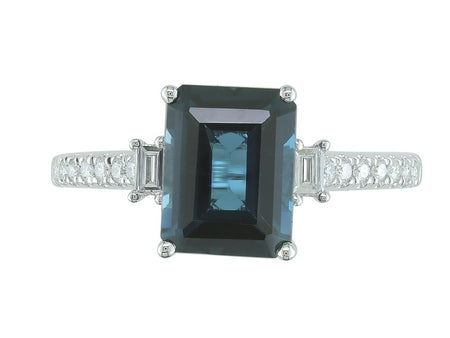 (Uj2) 0.19Ctw Diamond 2.63Ctw London Blue Topaz 14K White Go