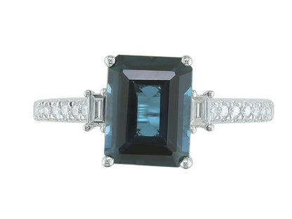 (Uj2) 0.19Ctw Diamond 2.63Ctw London Blue Topaz 14K White Go