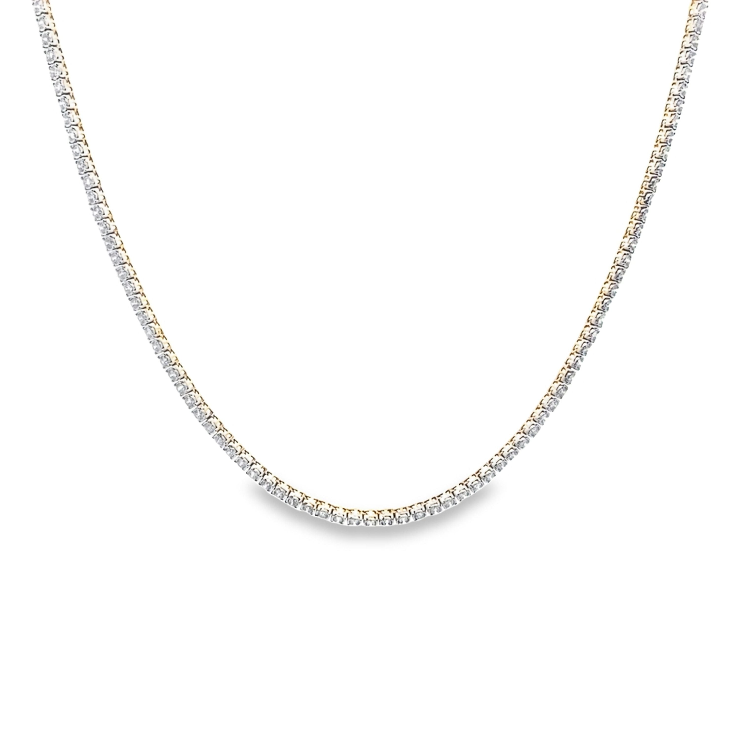 5.00Ct 10K Yellow Gold Diamond Tennis Necklace 18In 13.6Dwt