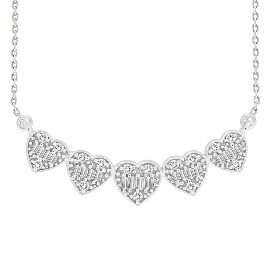 LADIES NECKLACE 0.25CT ROUND DIAMOND 14K WHITE GOLD